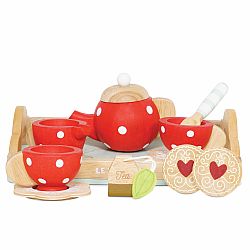 Red Wooden  Tea Set