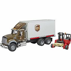 Bruder MACK Granite UPS logistics truck w forklift