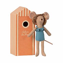 Maileg Beach Cabin Mouse Mum in Orange Cabana